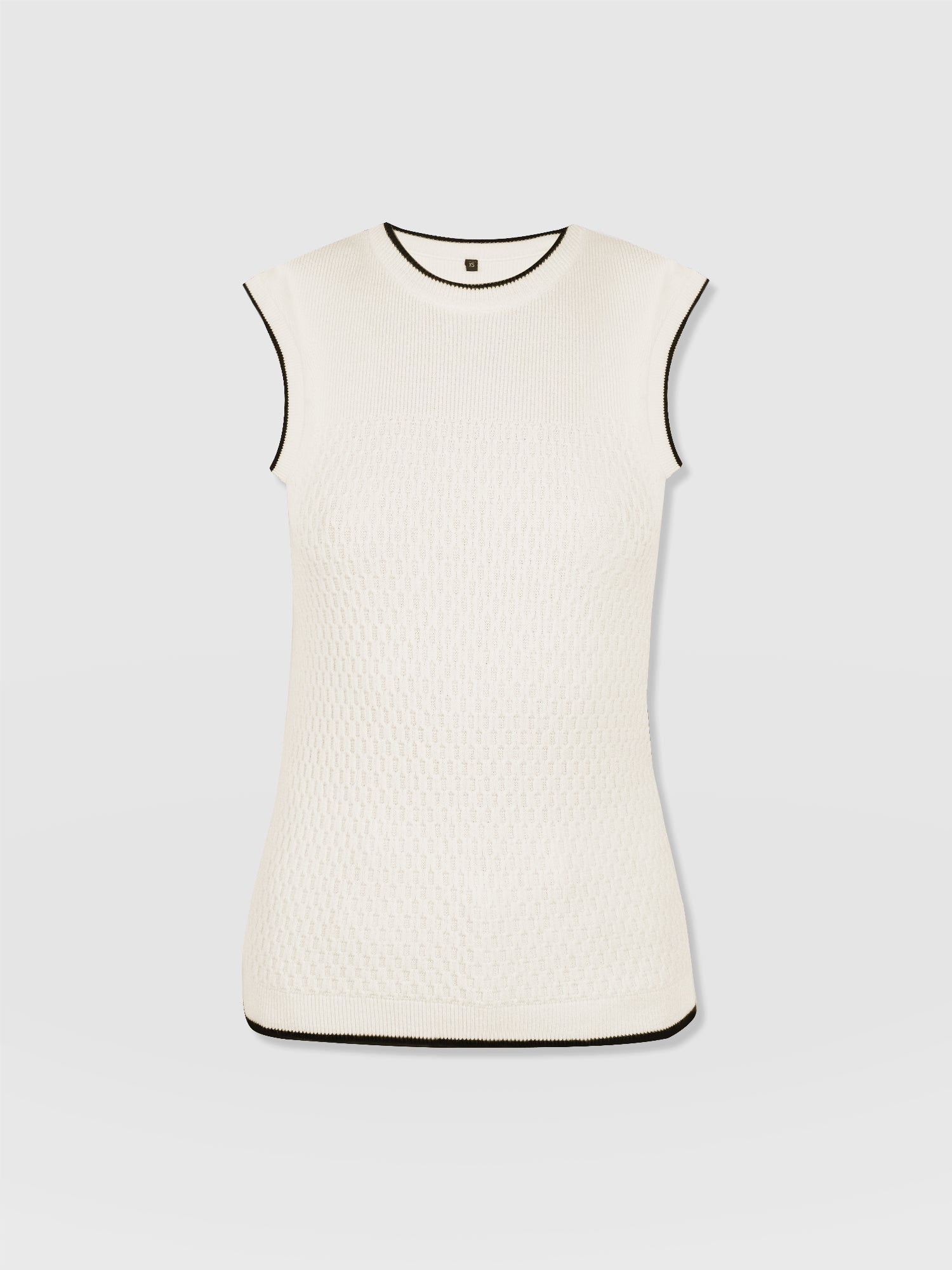 Honeycomb Sleeveless Rib Knit  - Cream