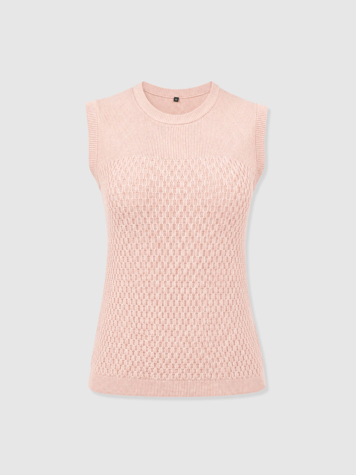 Honeycomb Sleeveless Rib Knit - Pale Pink