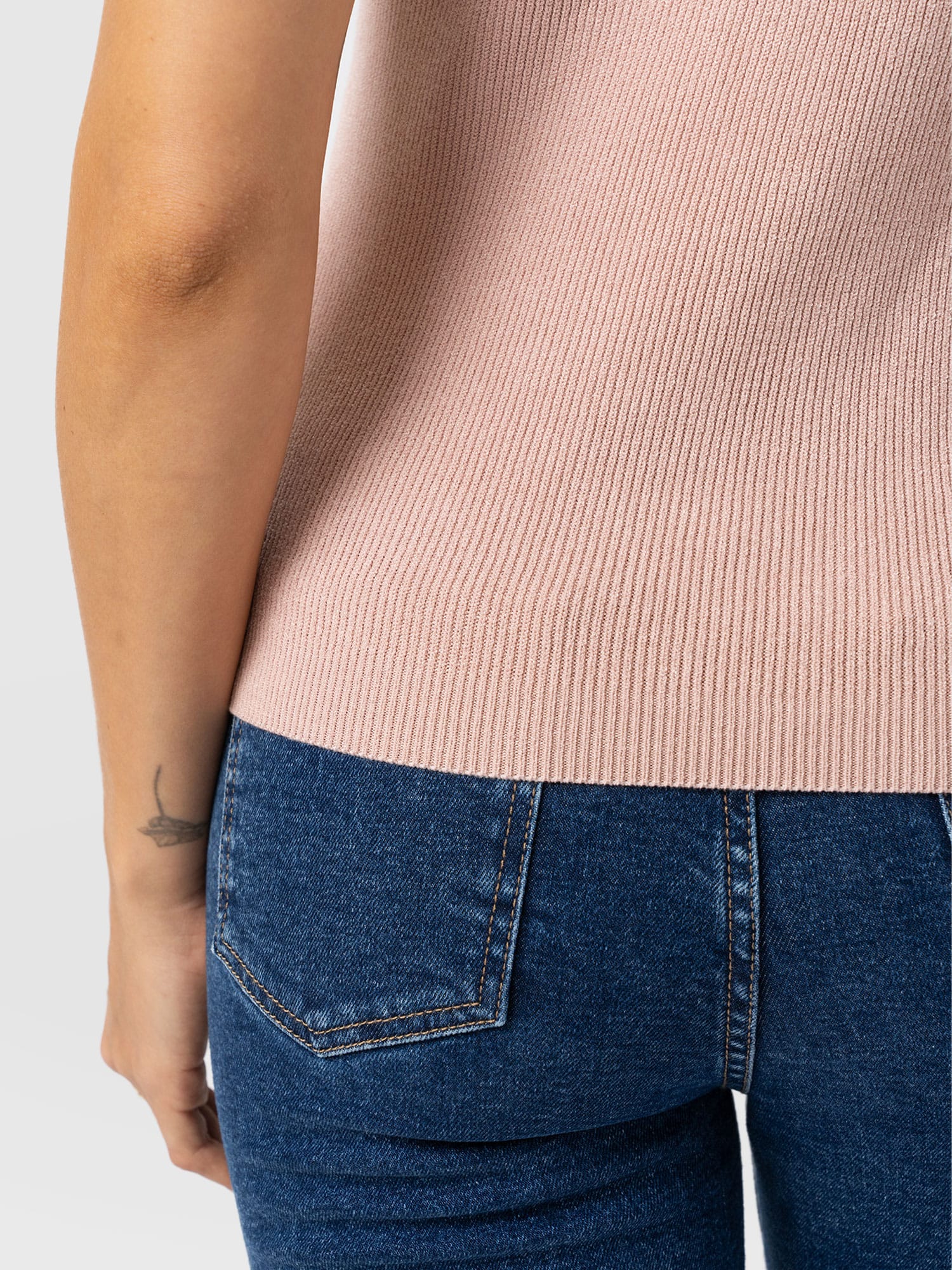 Honeycomb Sleeveless Rib Knit - Pale Pink