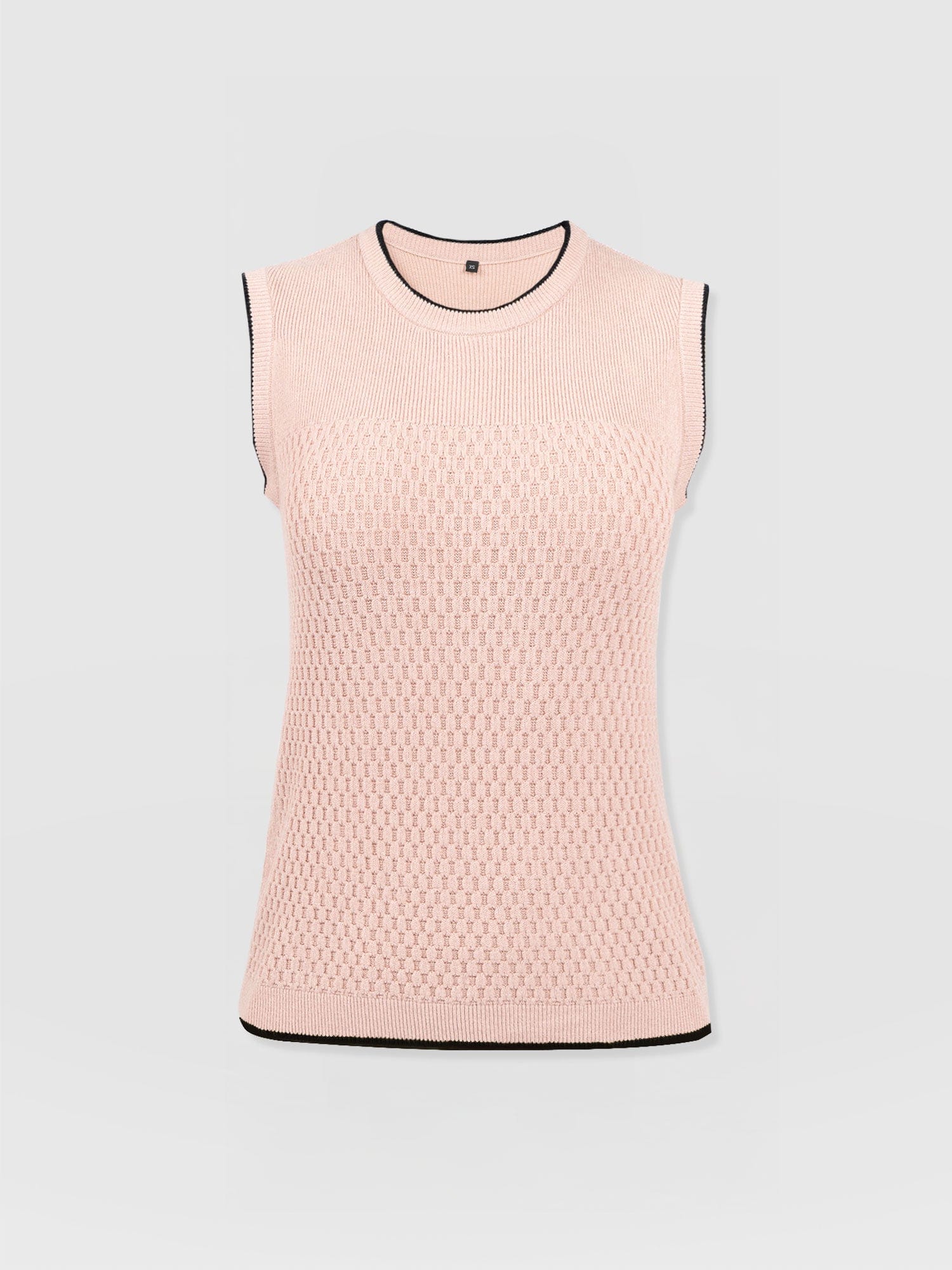 Honeycomb Sleeveless Rib Knit - Pale Pink - Women's Knitwears | Saint and Sofia® UK