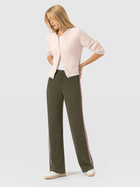 Hoxton Straight Leg Pant - Khaki - Pink Stripe