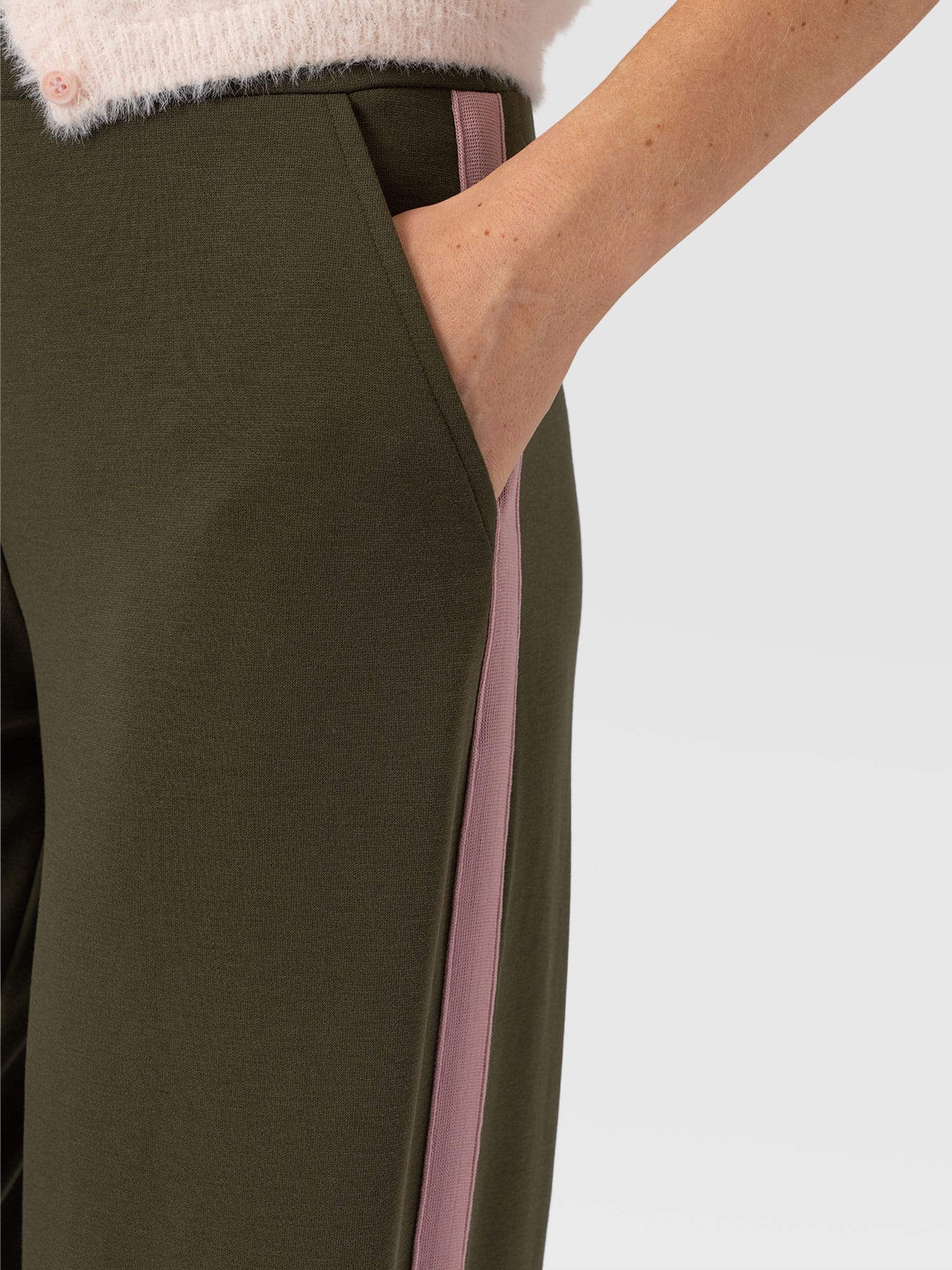 Hoxton Straight Leg Pant - Khaki - Pink Stripe