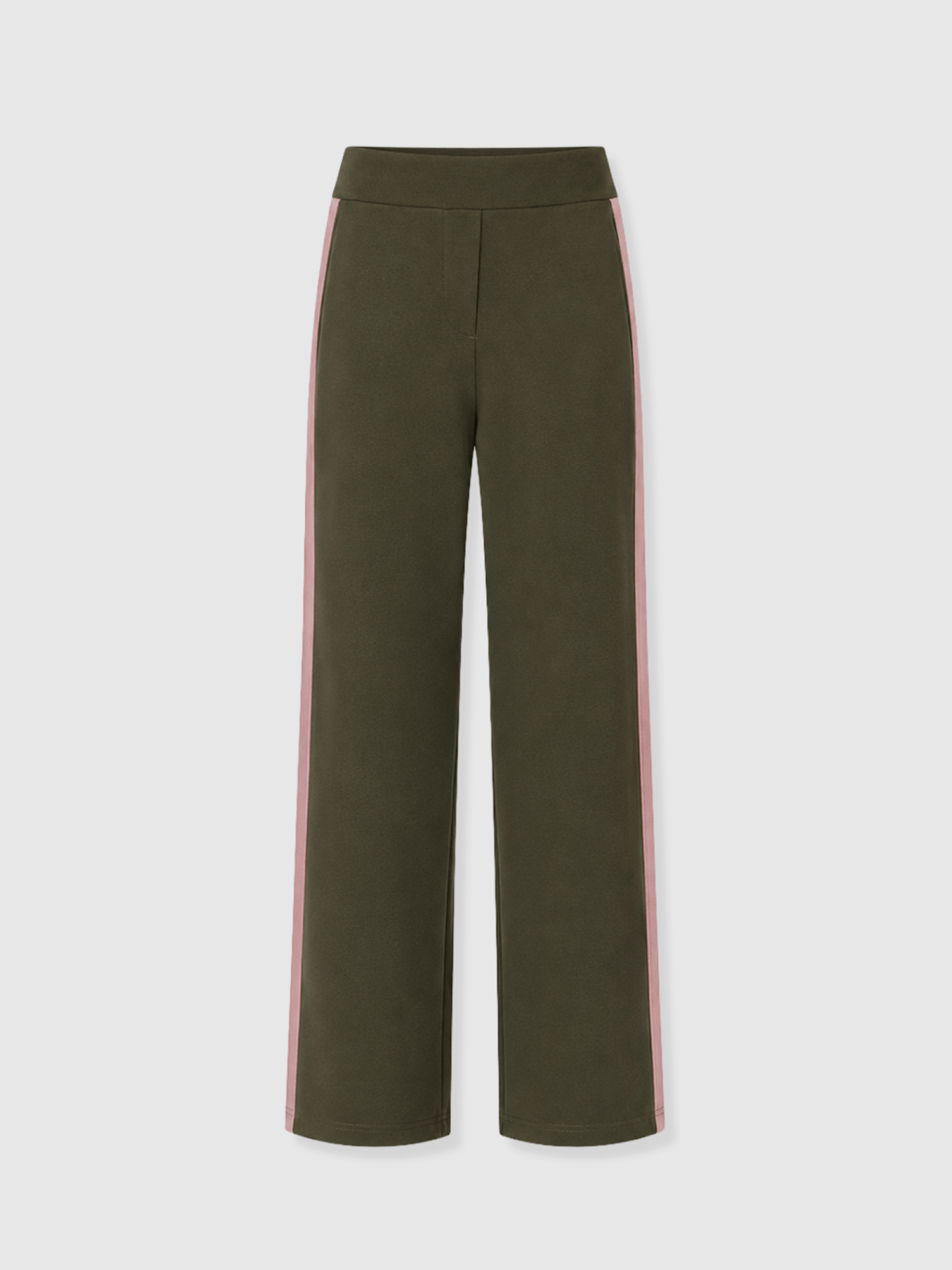 Hoxton Straight Leg Pant - Khaki - Pink Stripe - Women's Trousers | Saint and Sofia® UK
