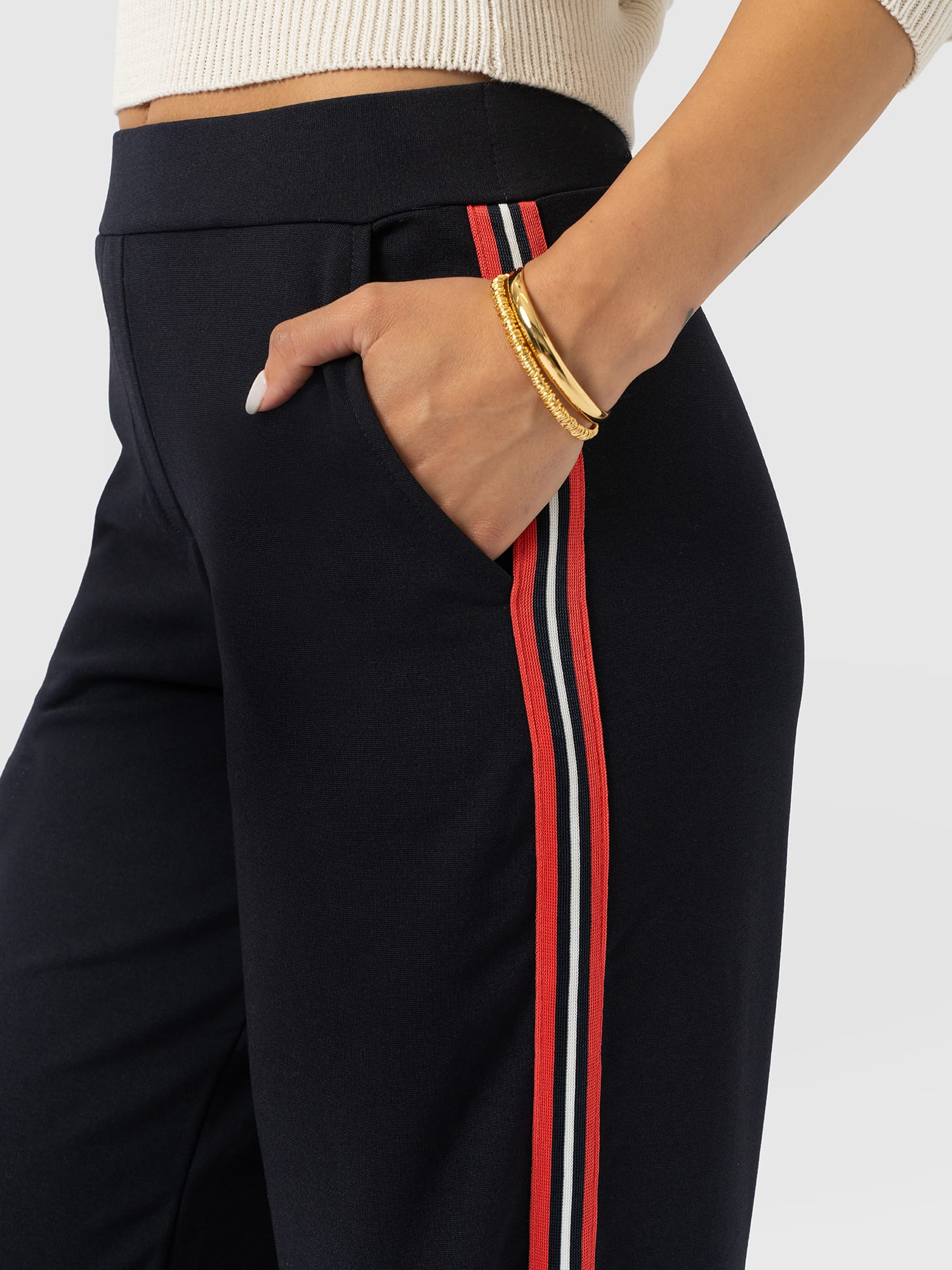 Hoxton Straight Leg Pant - Navy/Red Stripe