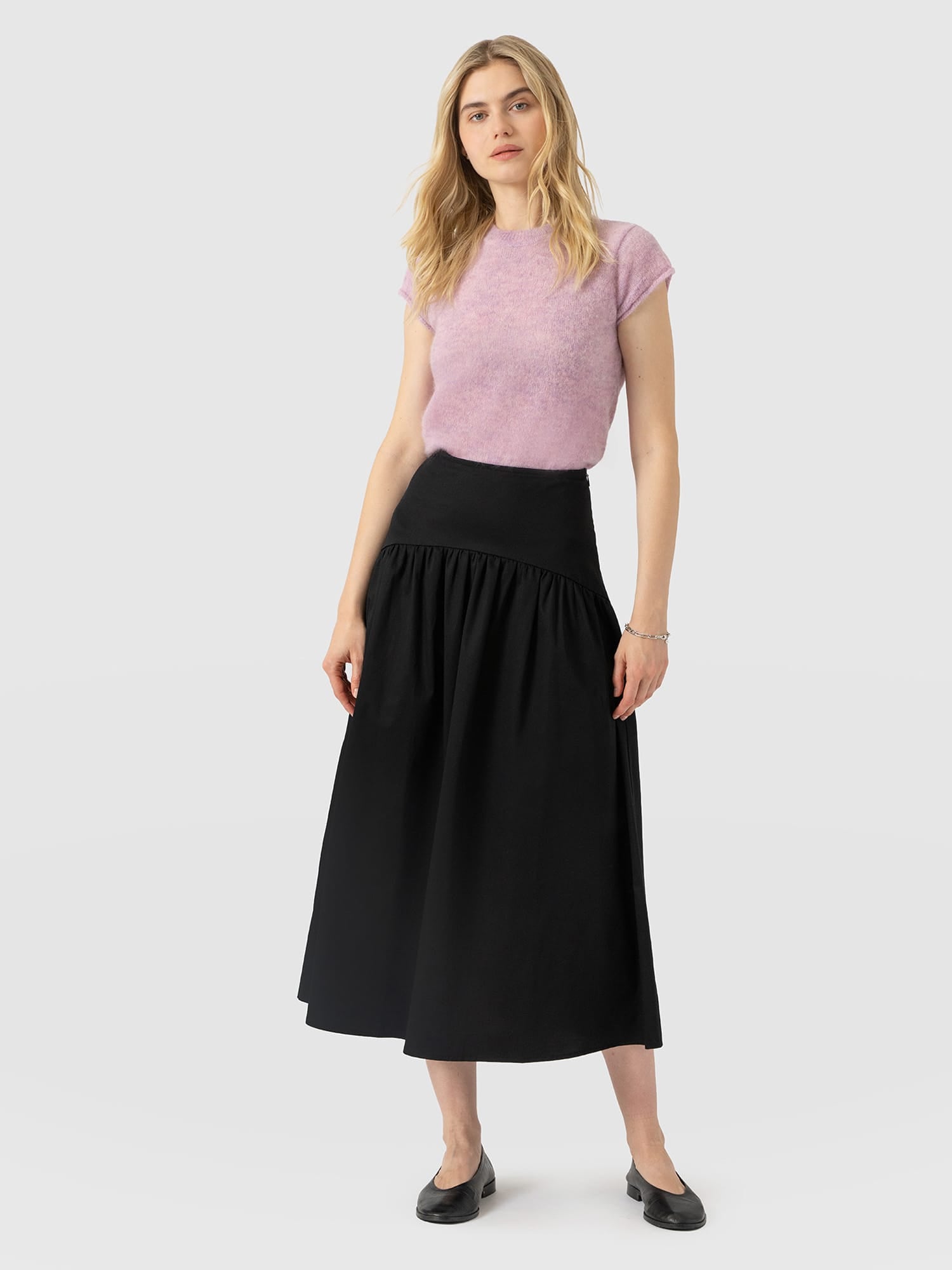 Indie Basque Waist Skirt - Black