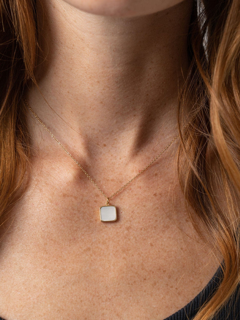 Iridescence Square Charm Necklace - Gold