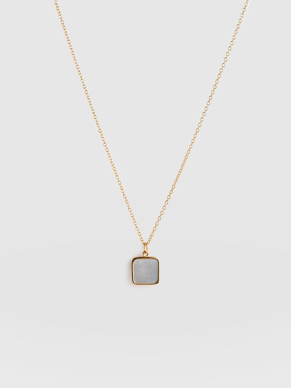 Iridescence Square Charm Necklace - Gold