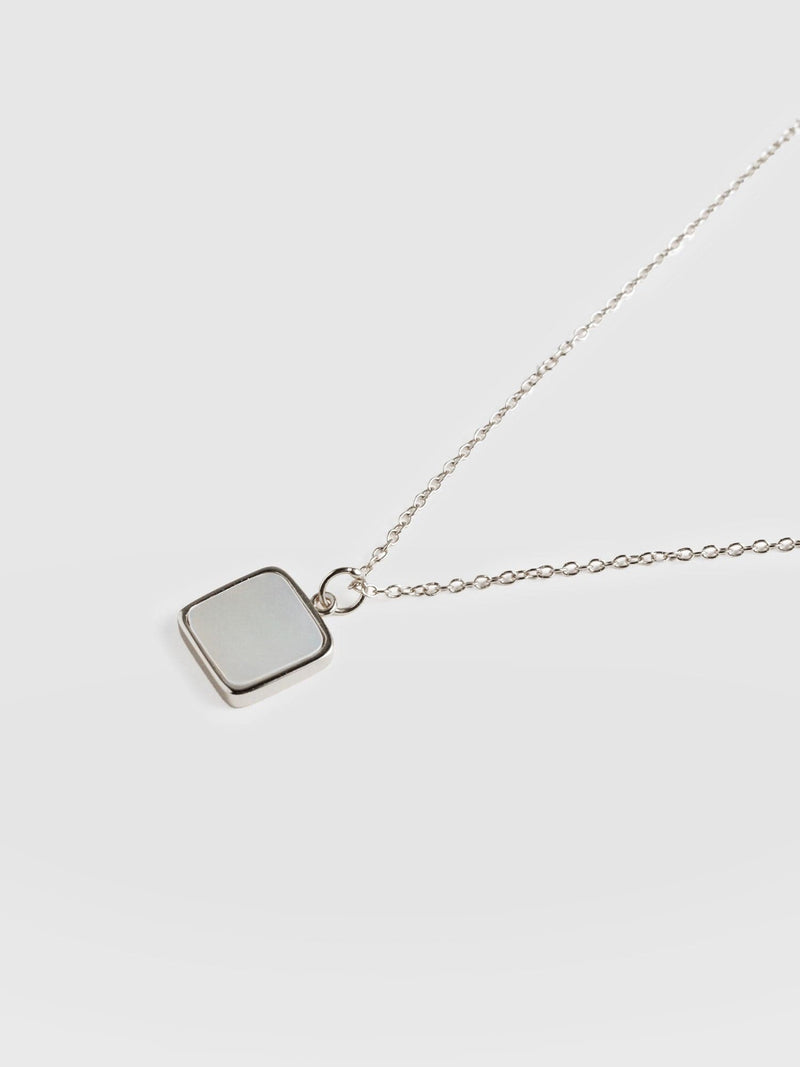 Iridescence Square Charm Necklace - Silver