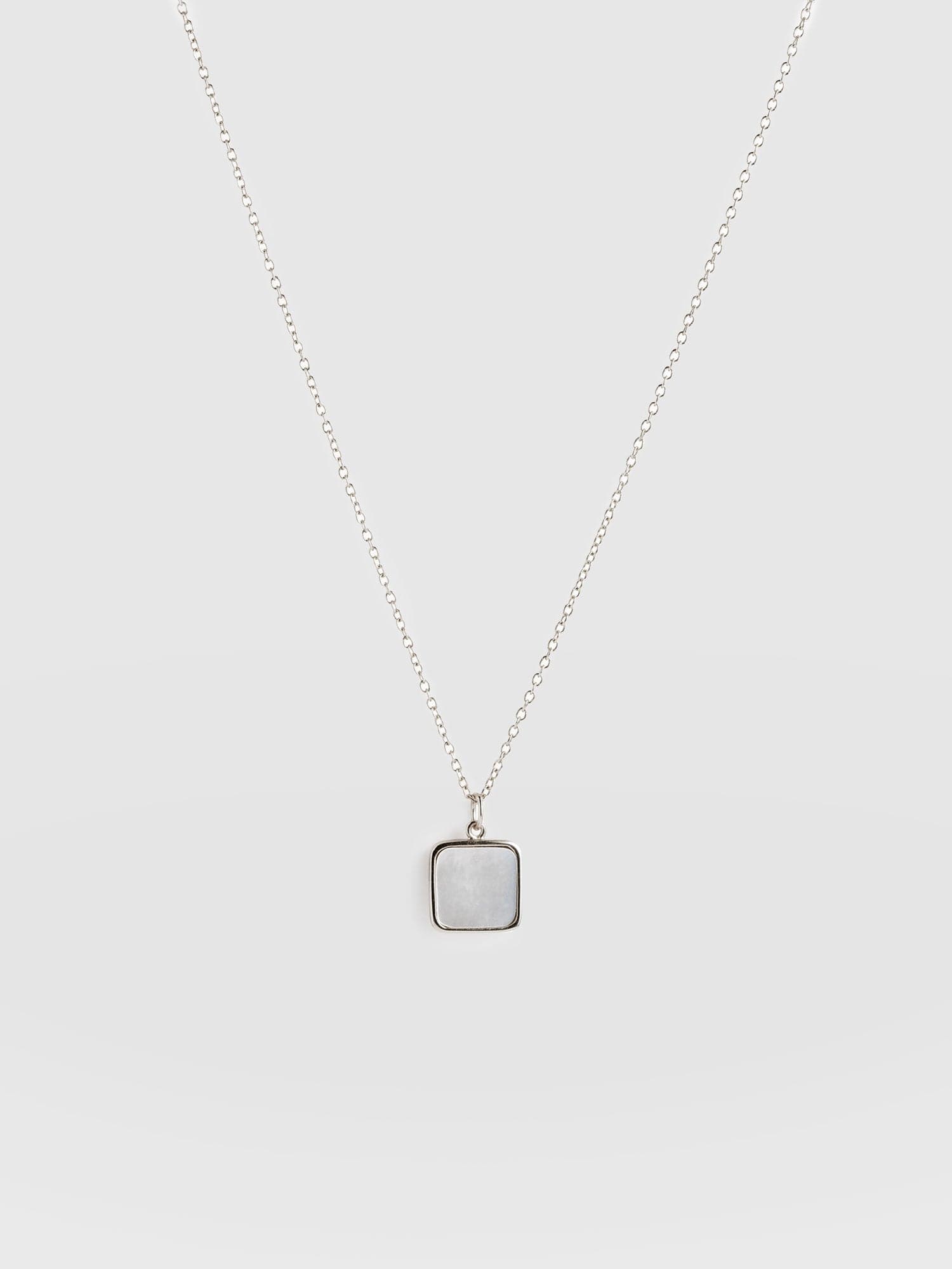 Iridescence Square Charm Necklace - Silver