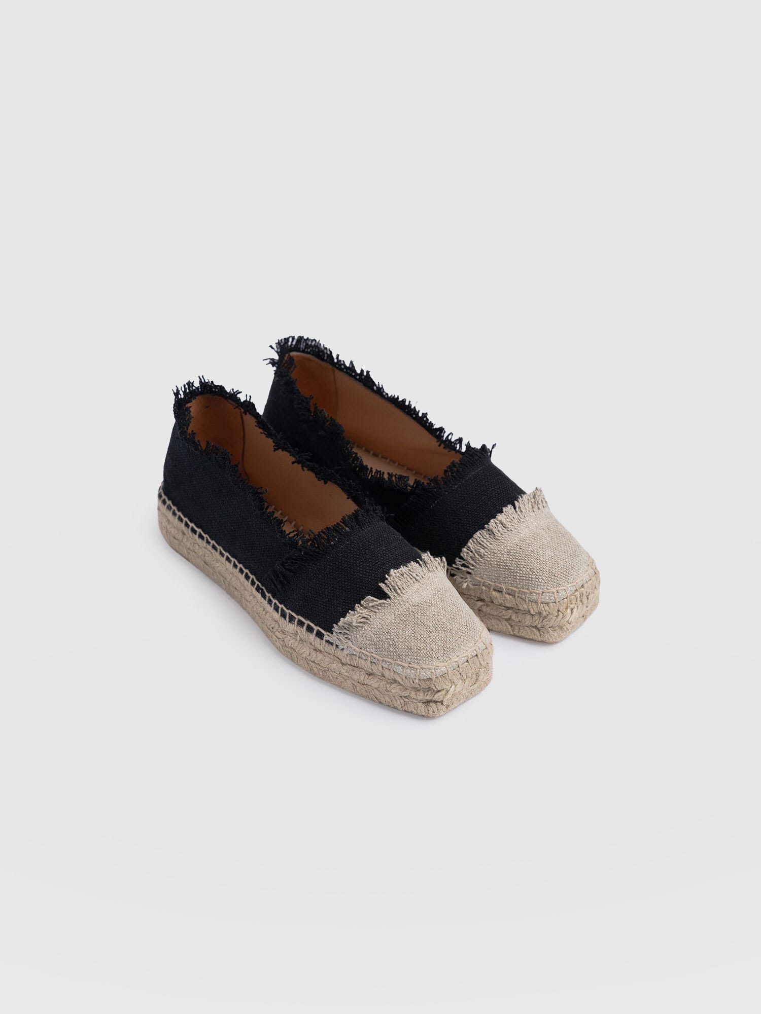 Ivy Frayed Espadrille Pumps - Black - Women's Sandalss | Saint + Sofia® UK