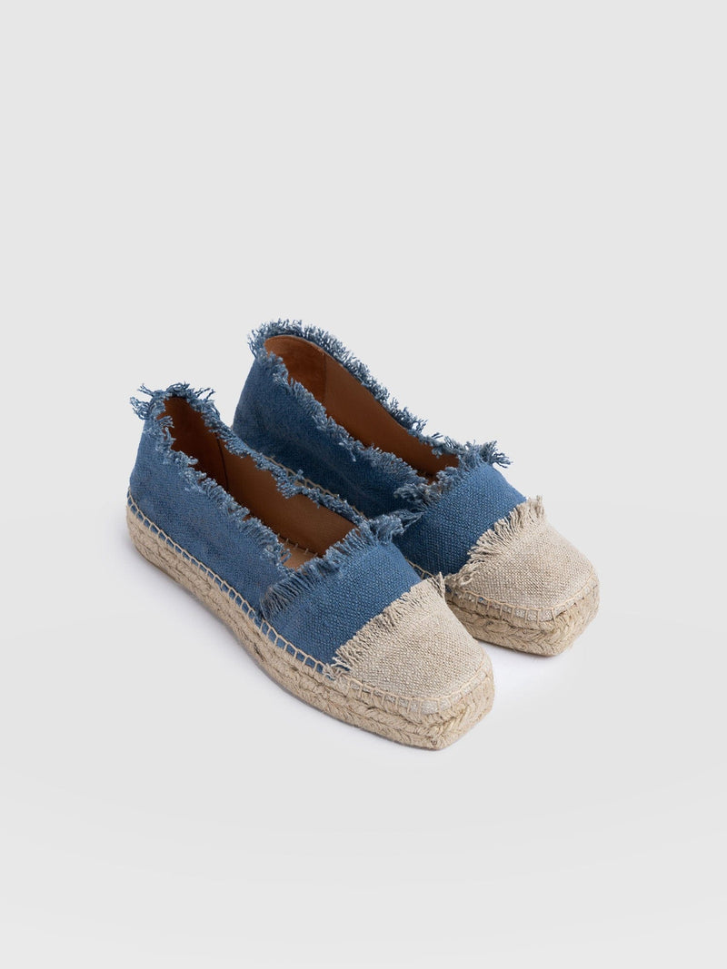 Ivy Frayed Espadrille Pumps Blue