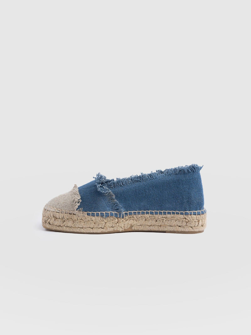 Ivy Frayed Espadrille Pumps Blue