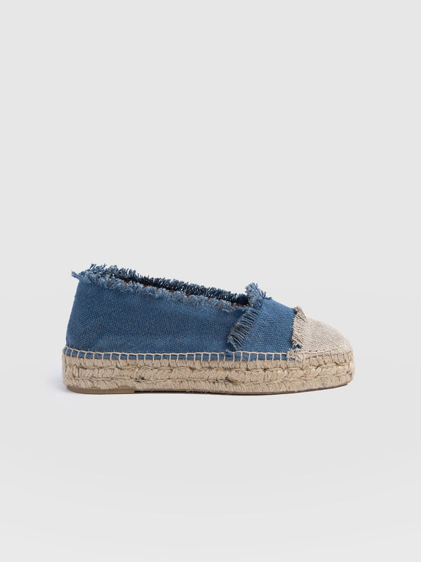 Ivy Frayed Espadrille Pumps Blue
