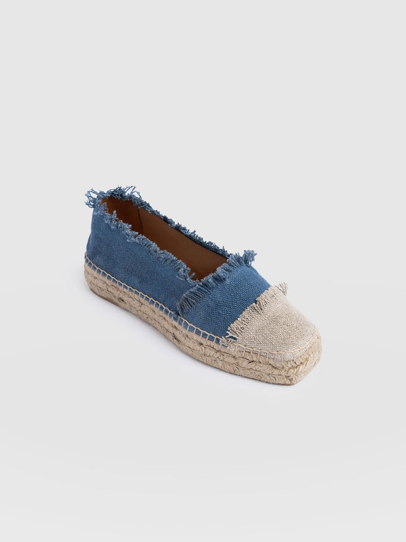Ivy Frayed Espadrille Pumps - Blue