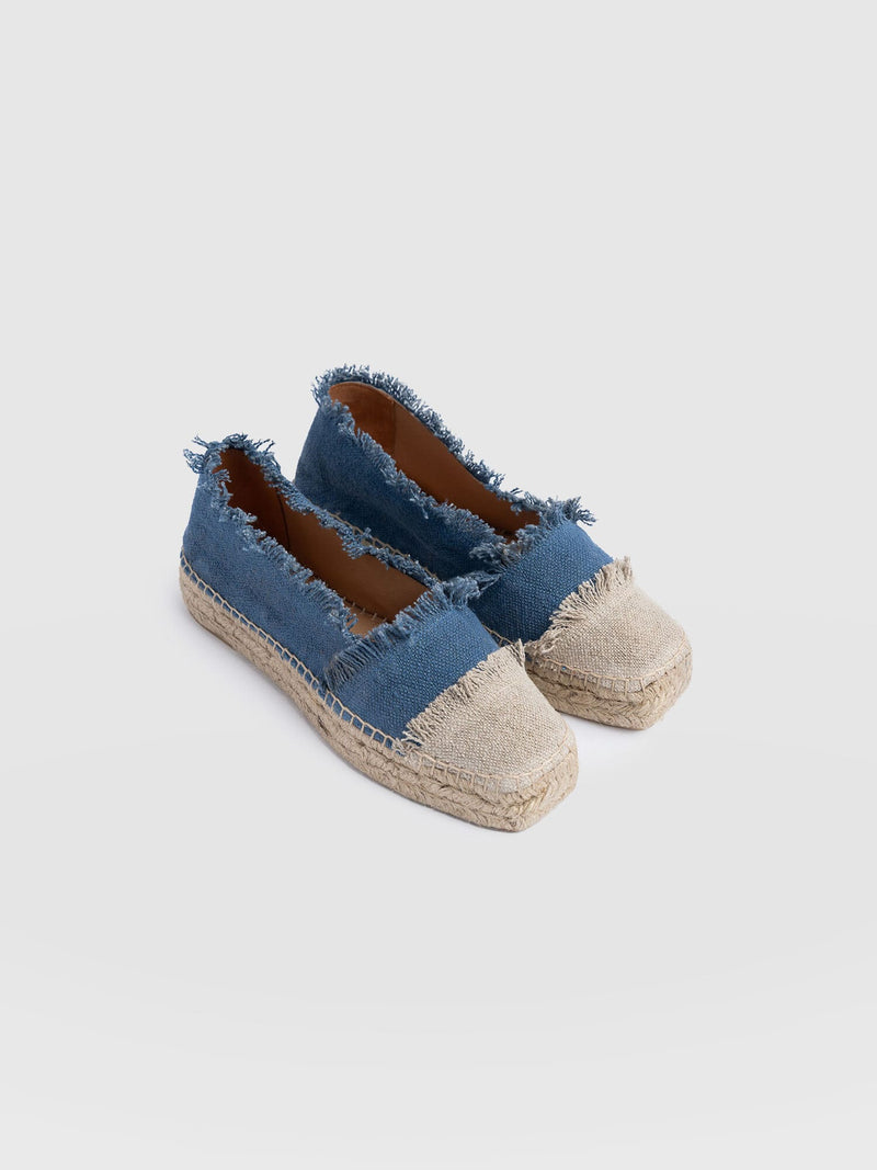 Ivy Frayed Espadrille Pumps - Blue