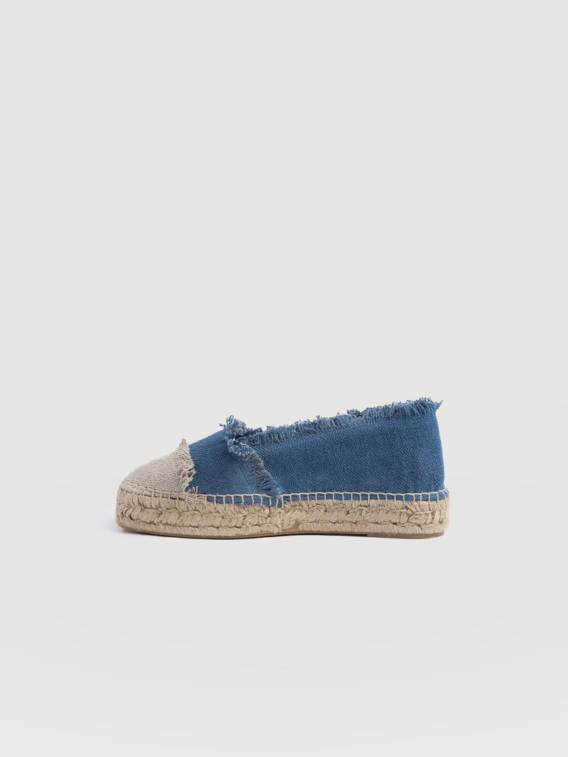 Ivy Frayed Espadrille Pumps - Blue