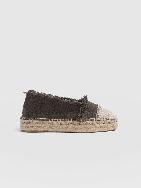 Ivy Frayed Espadrille Pumps Khaki