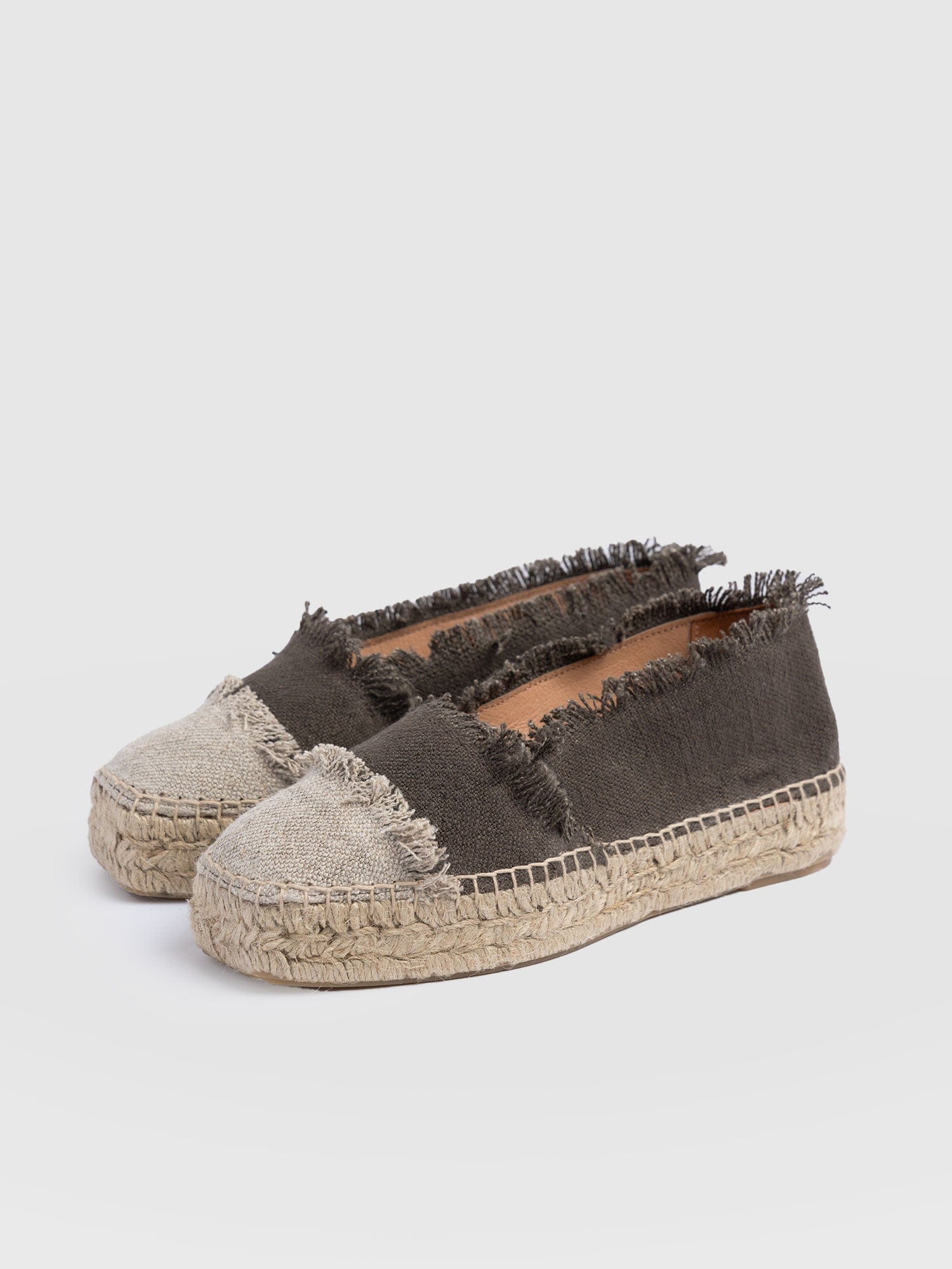 Ivy Frayed Espadrille Pumps - Khaki