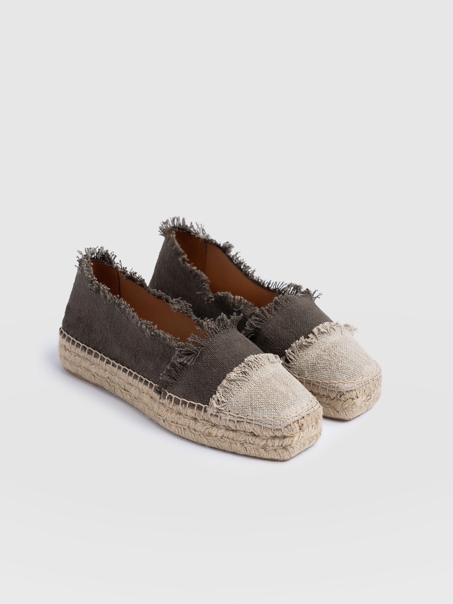 Ivy Frayed Espadrille Pumps - Khaki