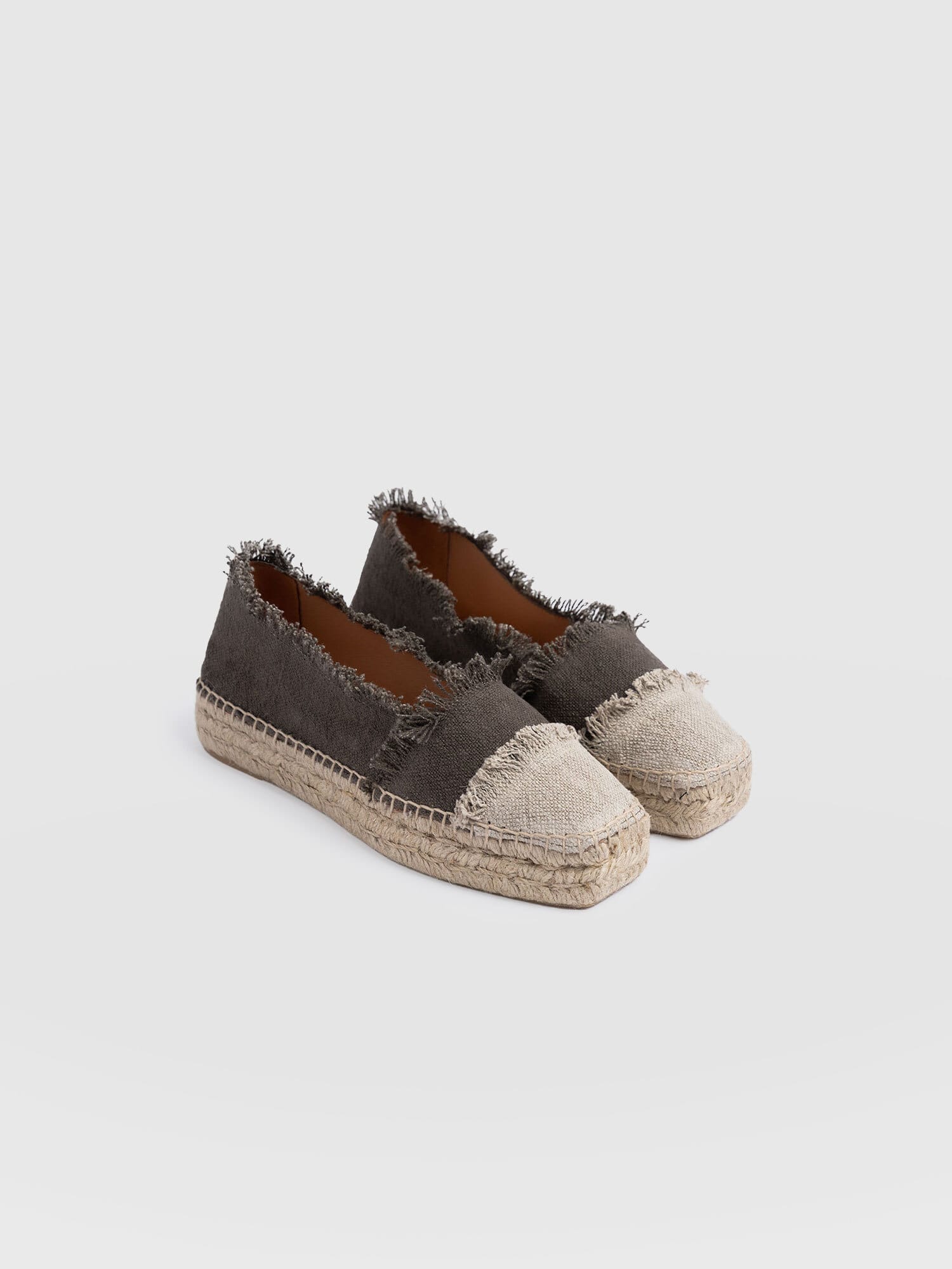 Ivy Frayed Espadrille Pumps - Khaki