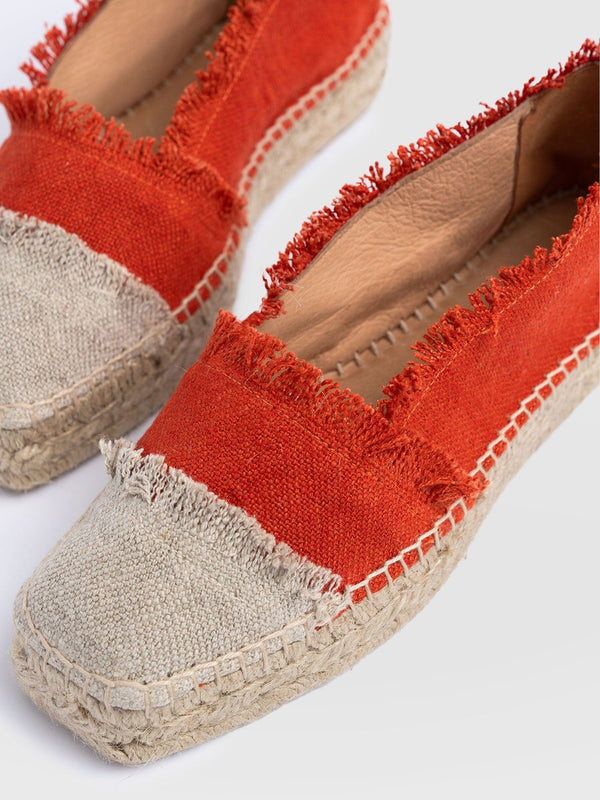Ivy Frayed Espadrille Pumps Orange