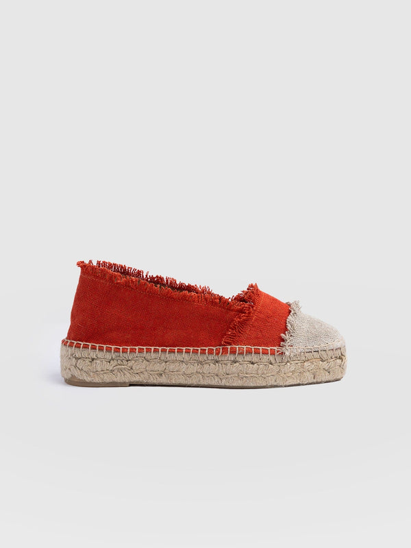 Ivy Frayed Espadrille Pumps Orange