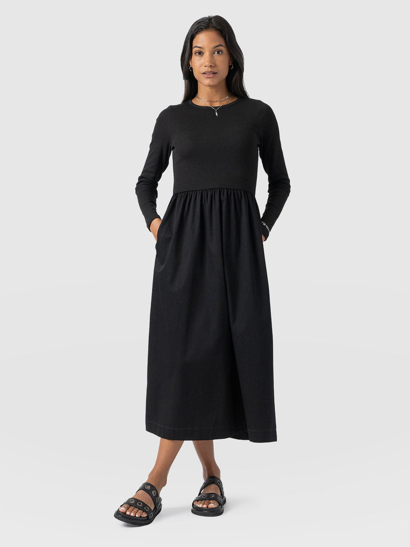 Ivy Full Skirt Dress - Black