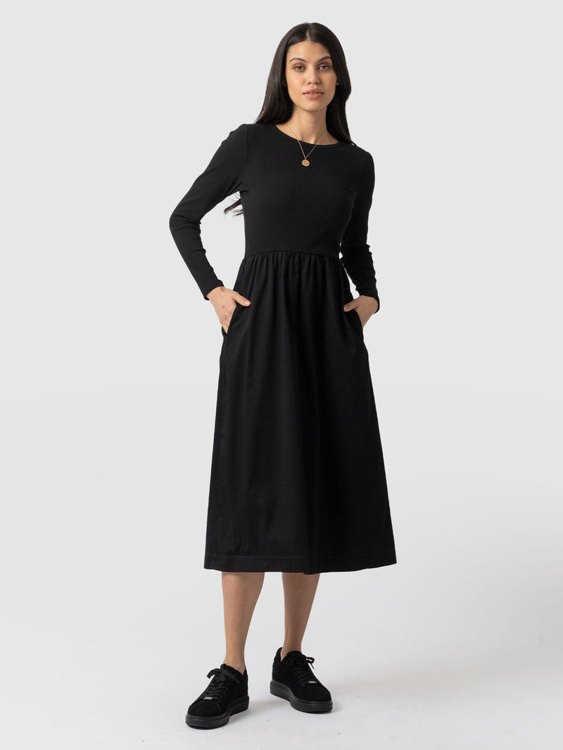 Ivy Full Skirt Dress - Black