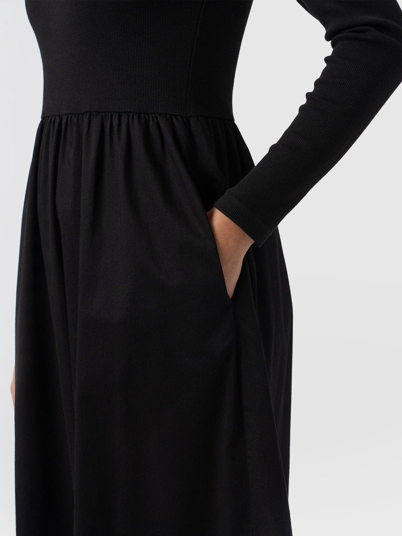 Ivy Full Skirt Dress - Black