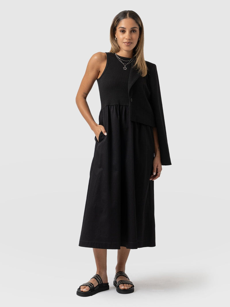 Ivy Full Skirt Sleeveless Dress - Black