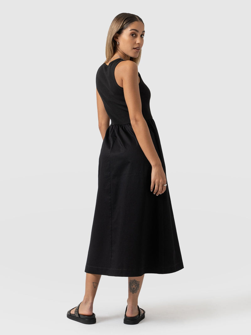 Ivy Full Skirt Sleeveless Dress - Black