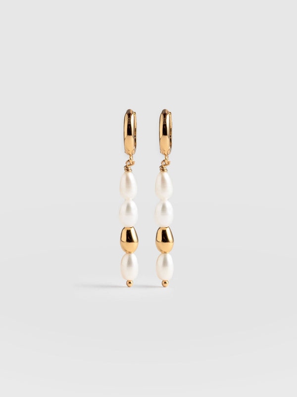 Jacqueline Pearl Drop Earrings - Gold