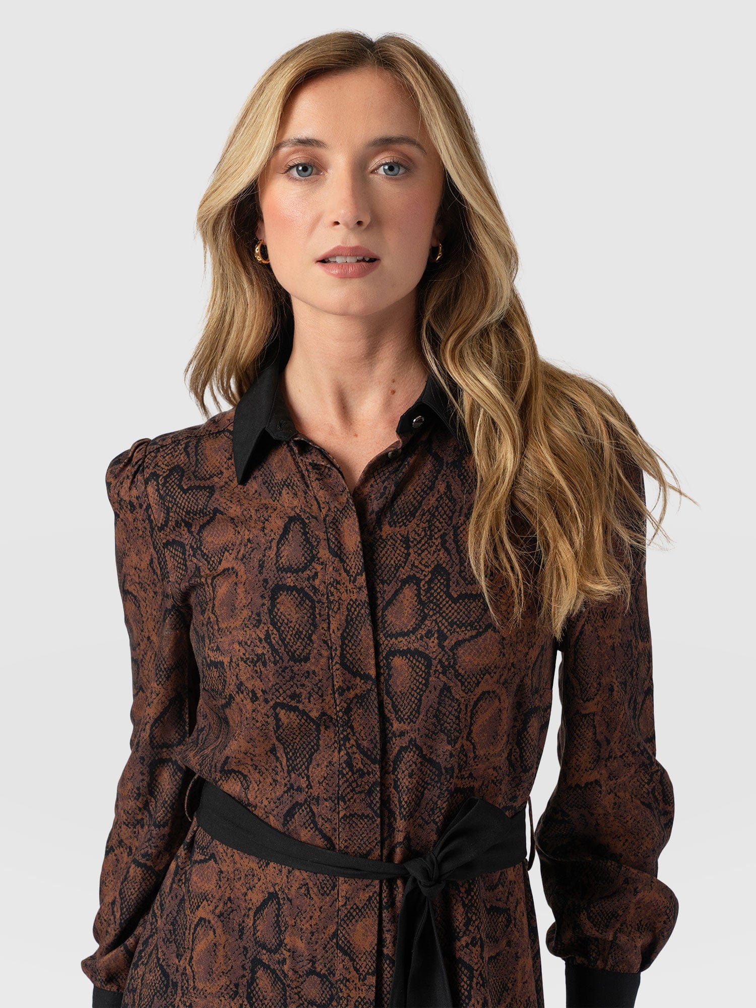 Jacqueline Shirt Dress Brown Snake - Women's Dresses | Saint + Sofia® UK