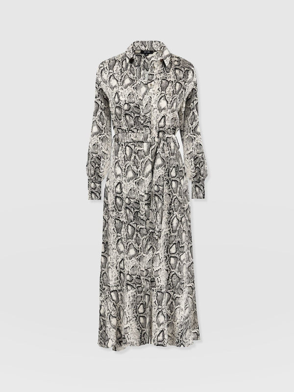 Jacqueline Shirt Dress - Cream Snake