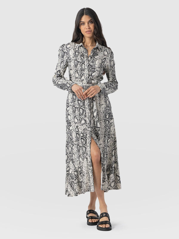 Jacqueline Shirt Dress - Cream Snake