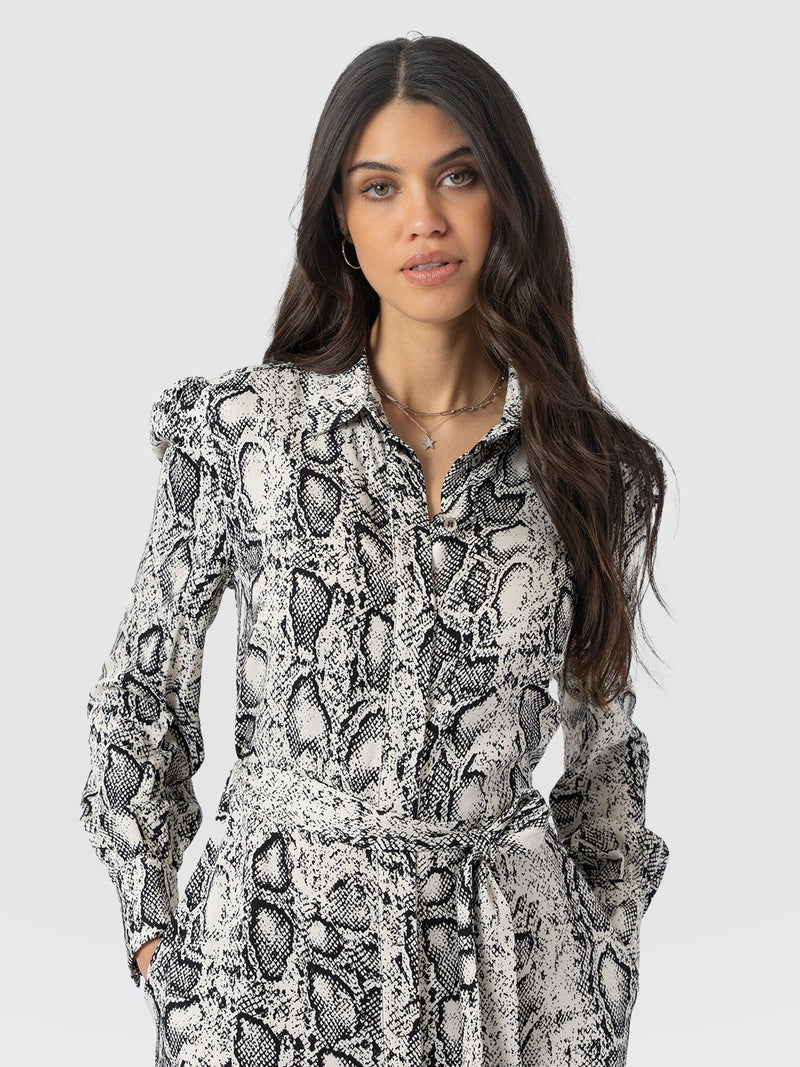 Jacqueline Shirt Dress - Cream Snake