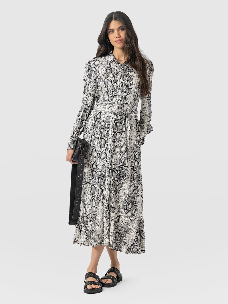 Jacqueline Shirt Dress - Cream Snake