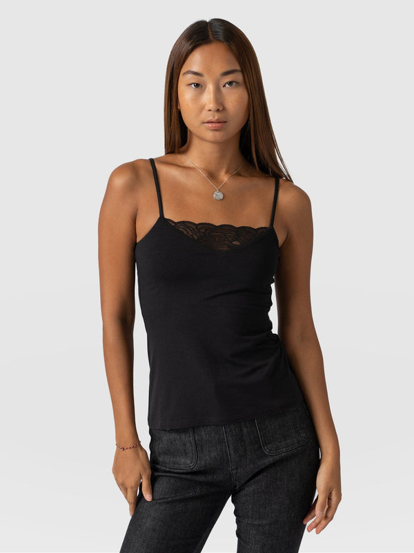 Jersey Lace Cami - Black