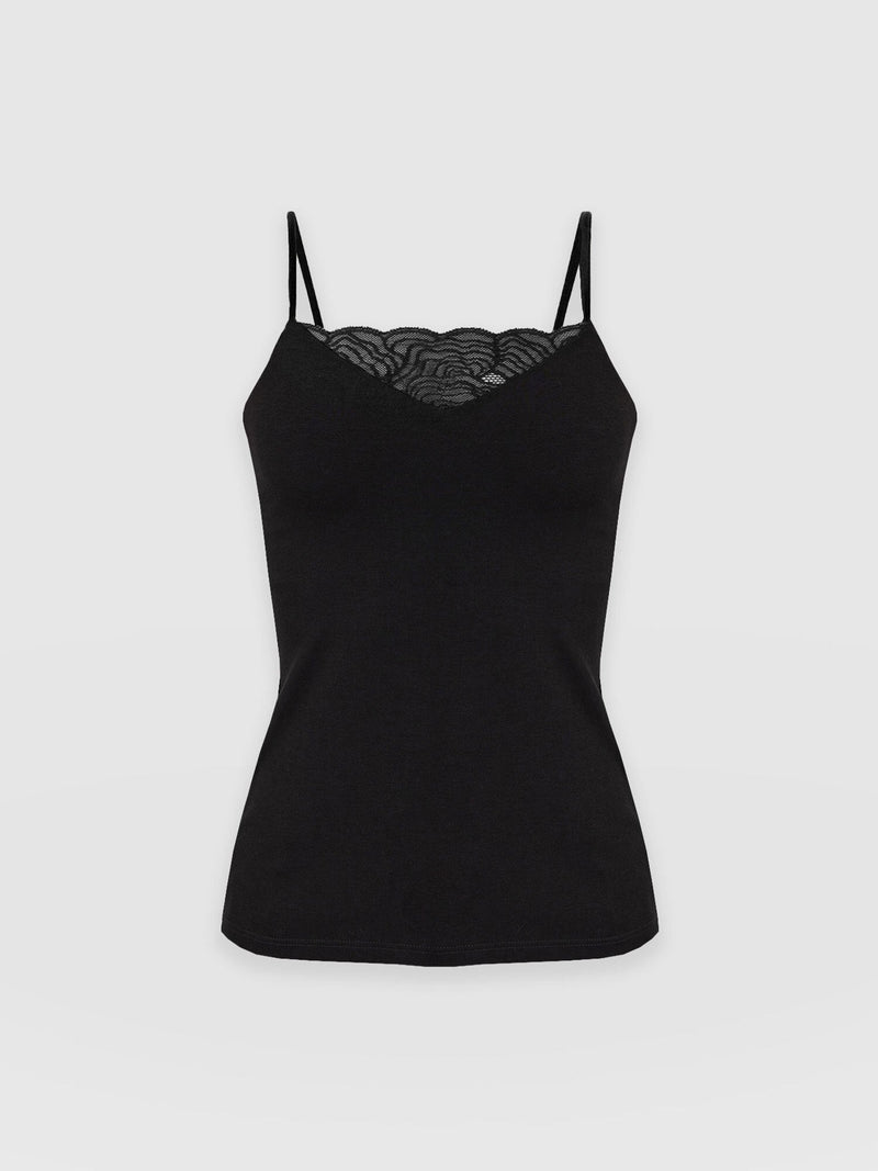 Jersey Lace Cami - Black