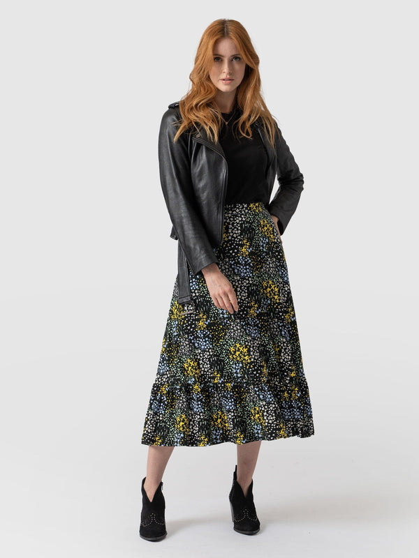 Jersey Riley Skirt - Blue Ditsy Floral