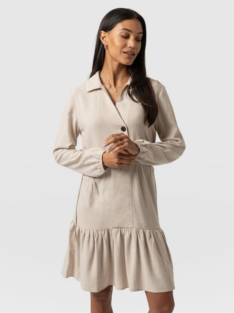 Aurelia Linen Mini Dress - Oatmeal