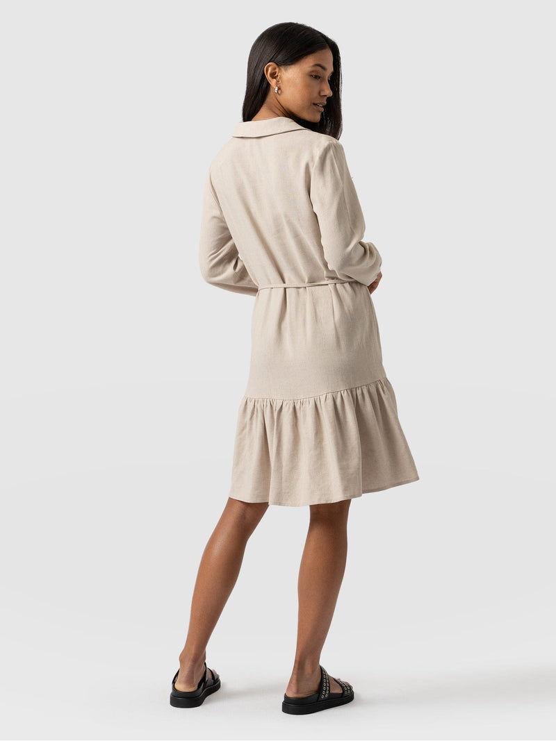 Aurelia Linen Mini Dress - Oatmeal