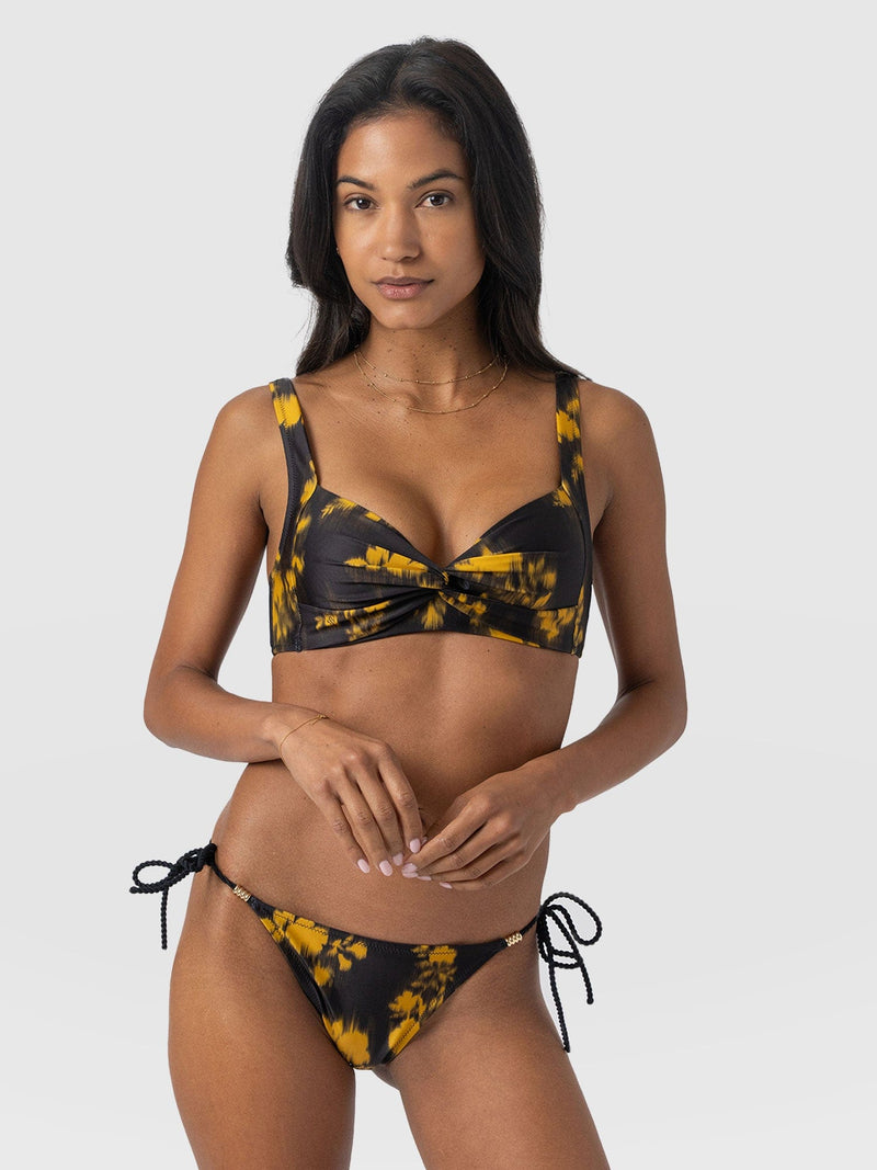 Jesse Twist Front Bikini Top - Yellow Fade Floral