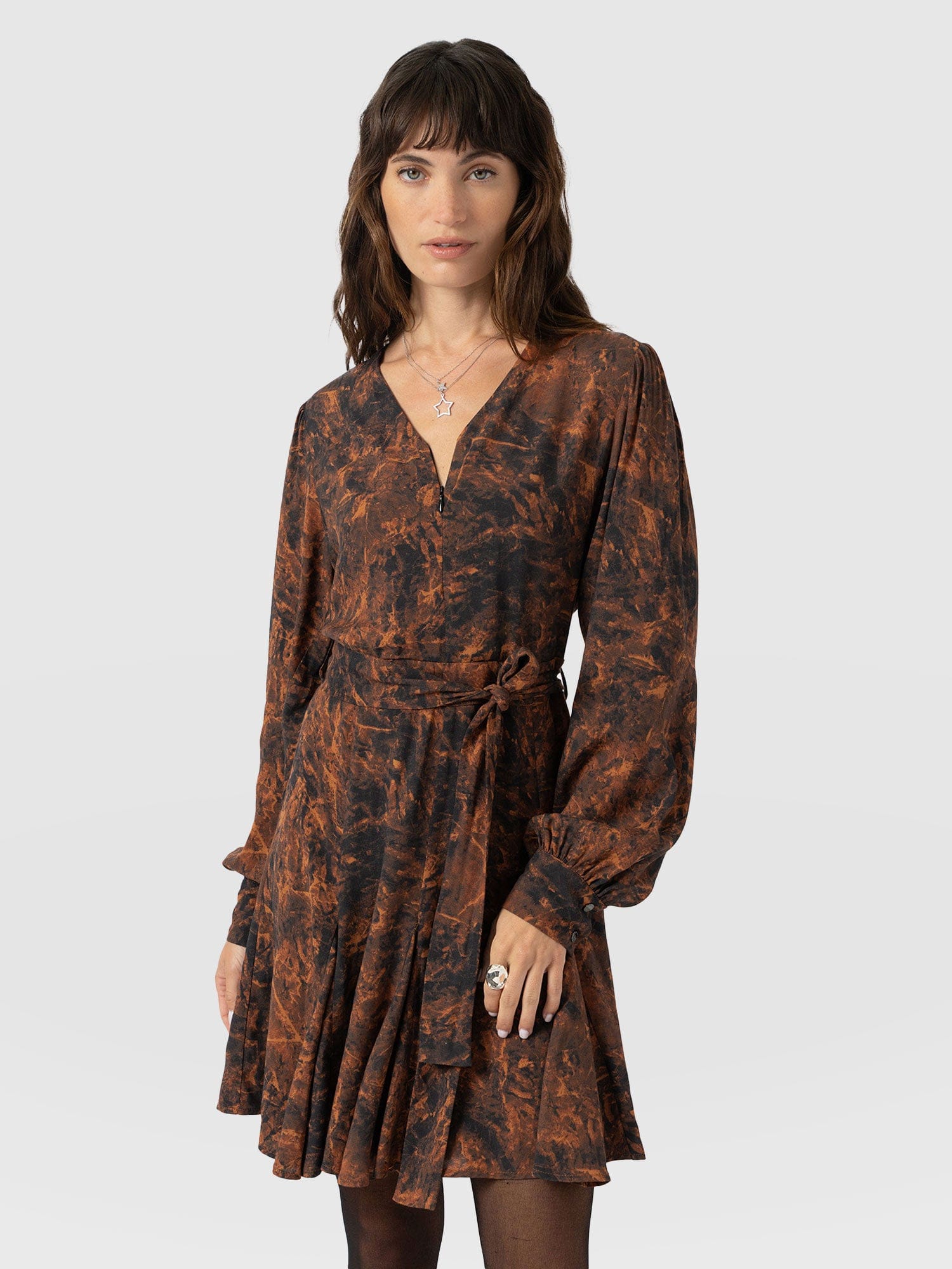 Joselyn Mini Dress - Brown Marble