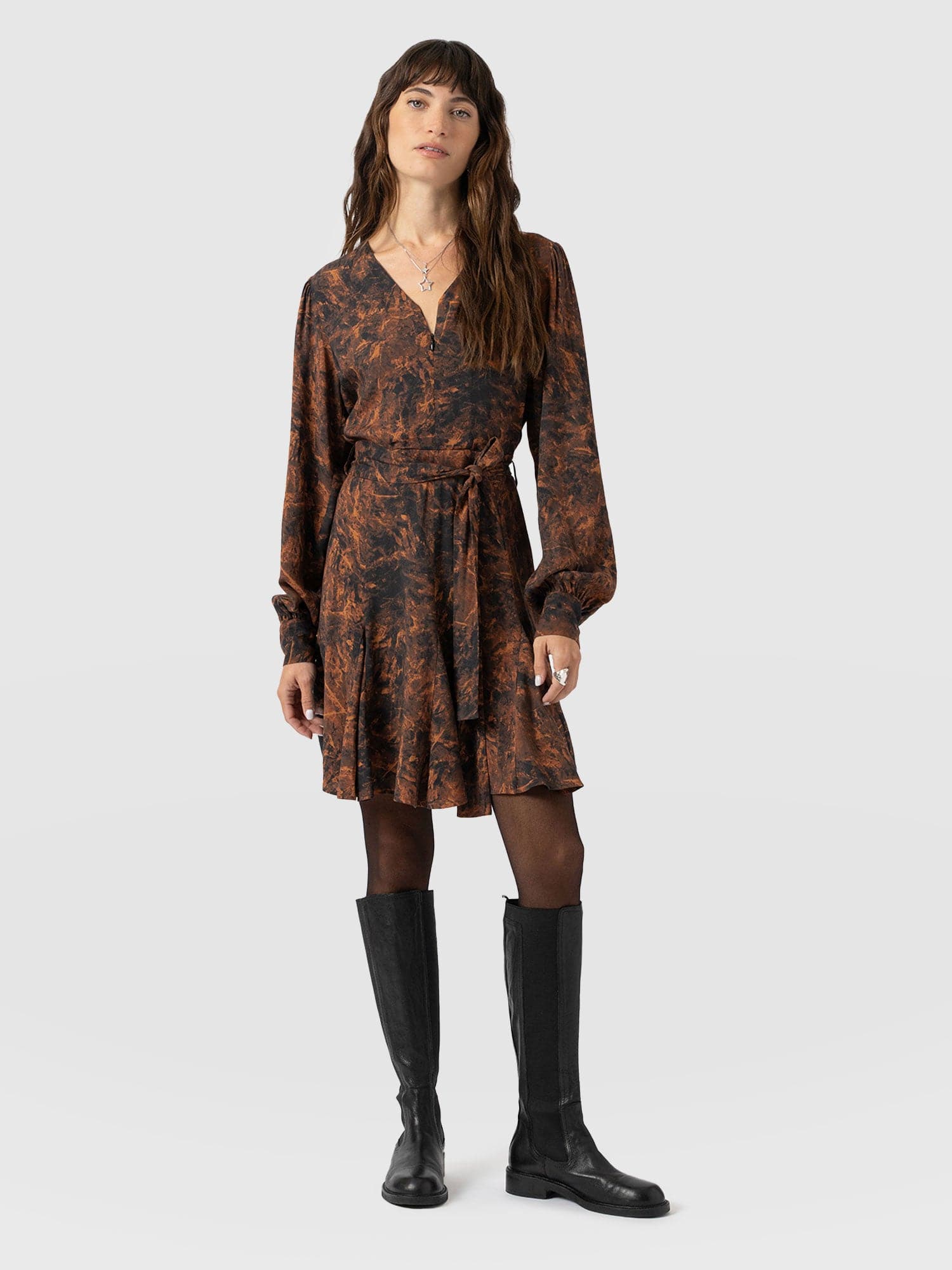 Joselyn Mini Dress - Brown Marble
