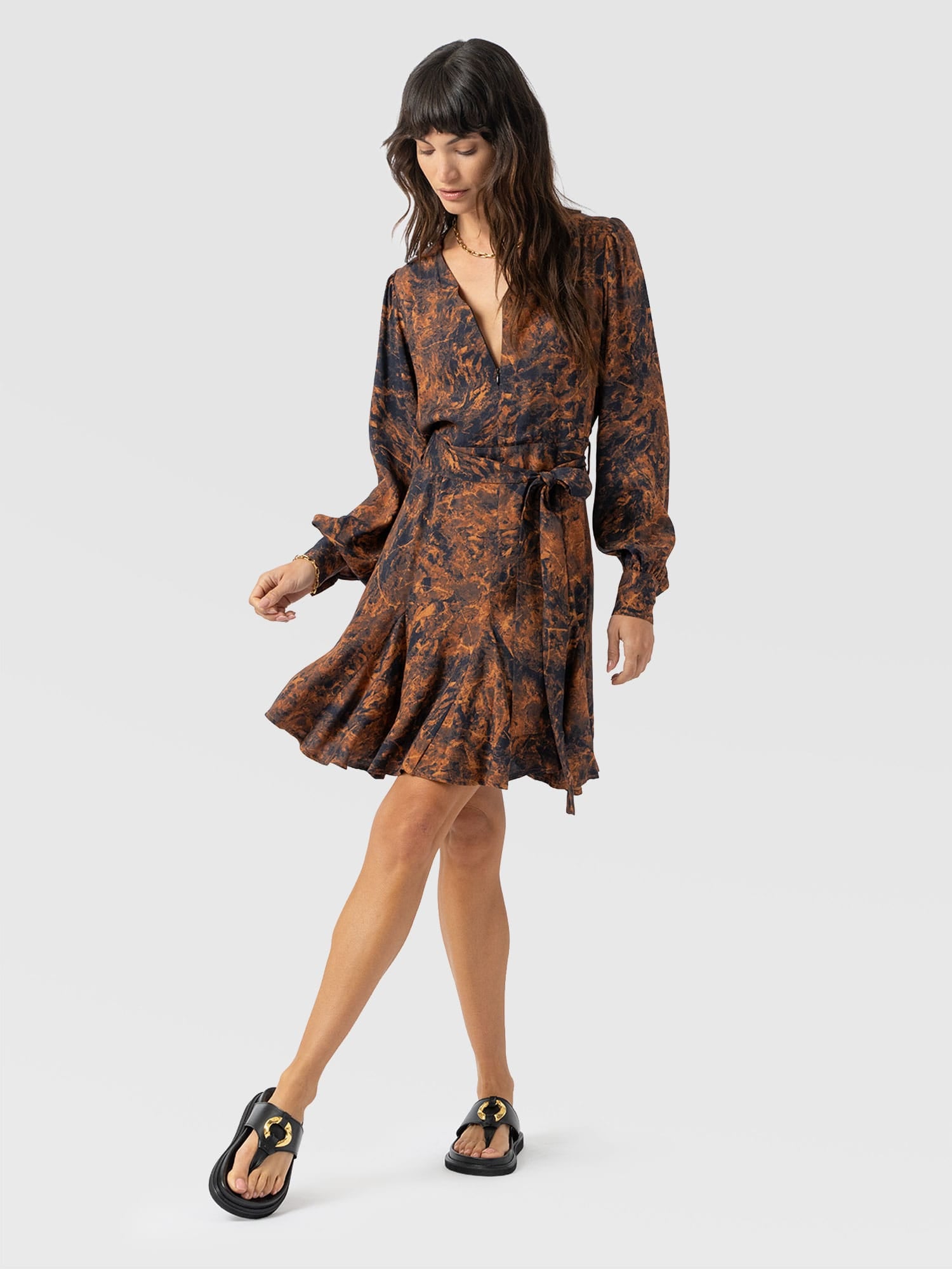 Joselyn Mini Dress - Brown Marble - Women's Dresses | Saint + Sofia® UK