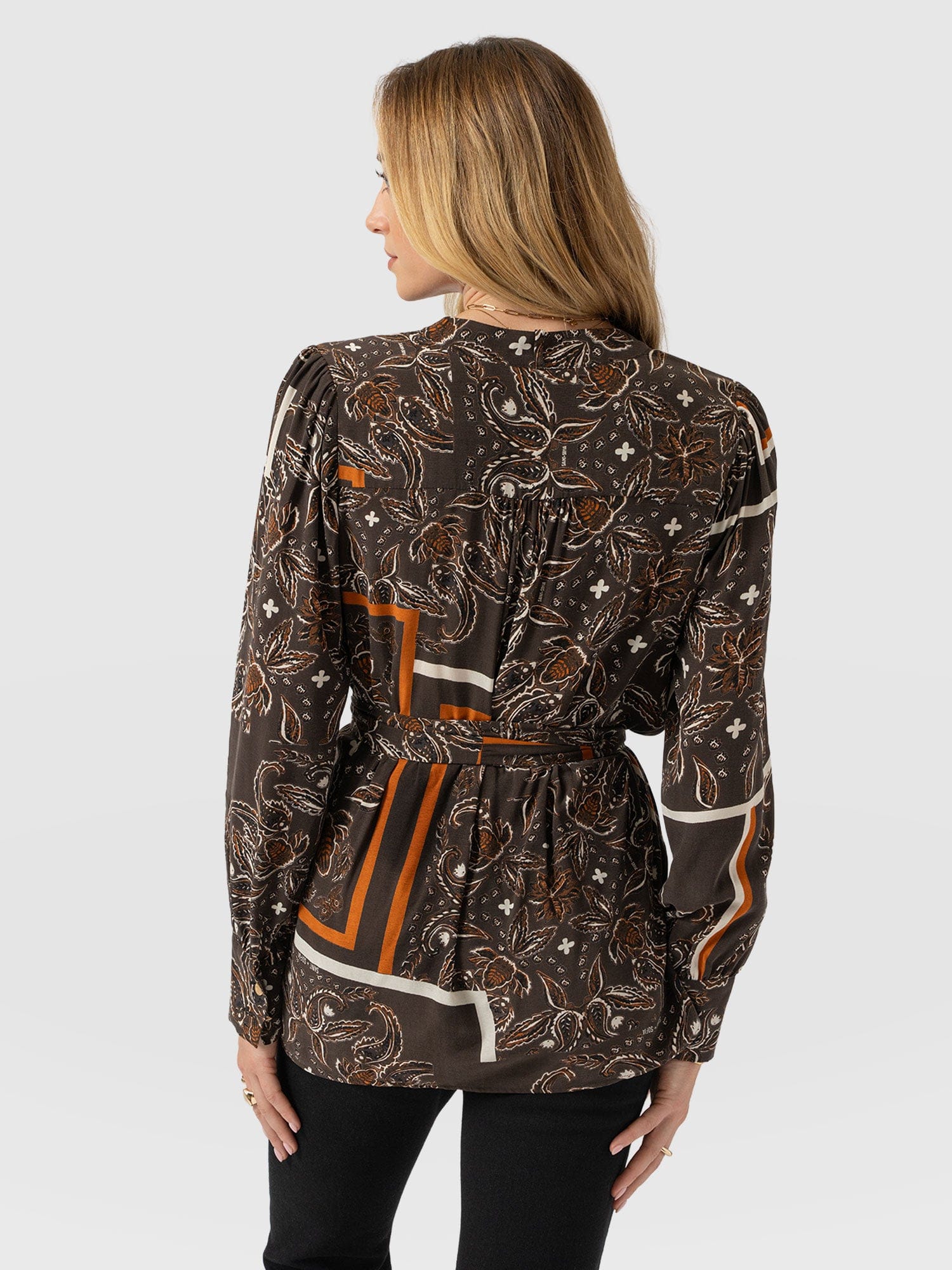Joselyn V Neck Blouse - Brown Paisley - Women's Blouses | Saint + Sofia? UK