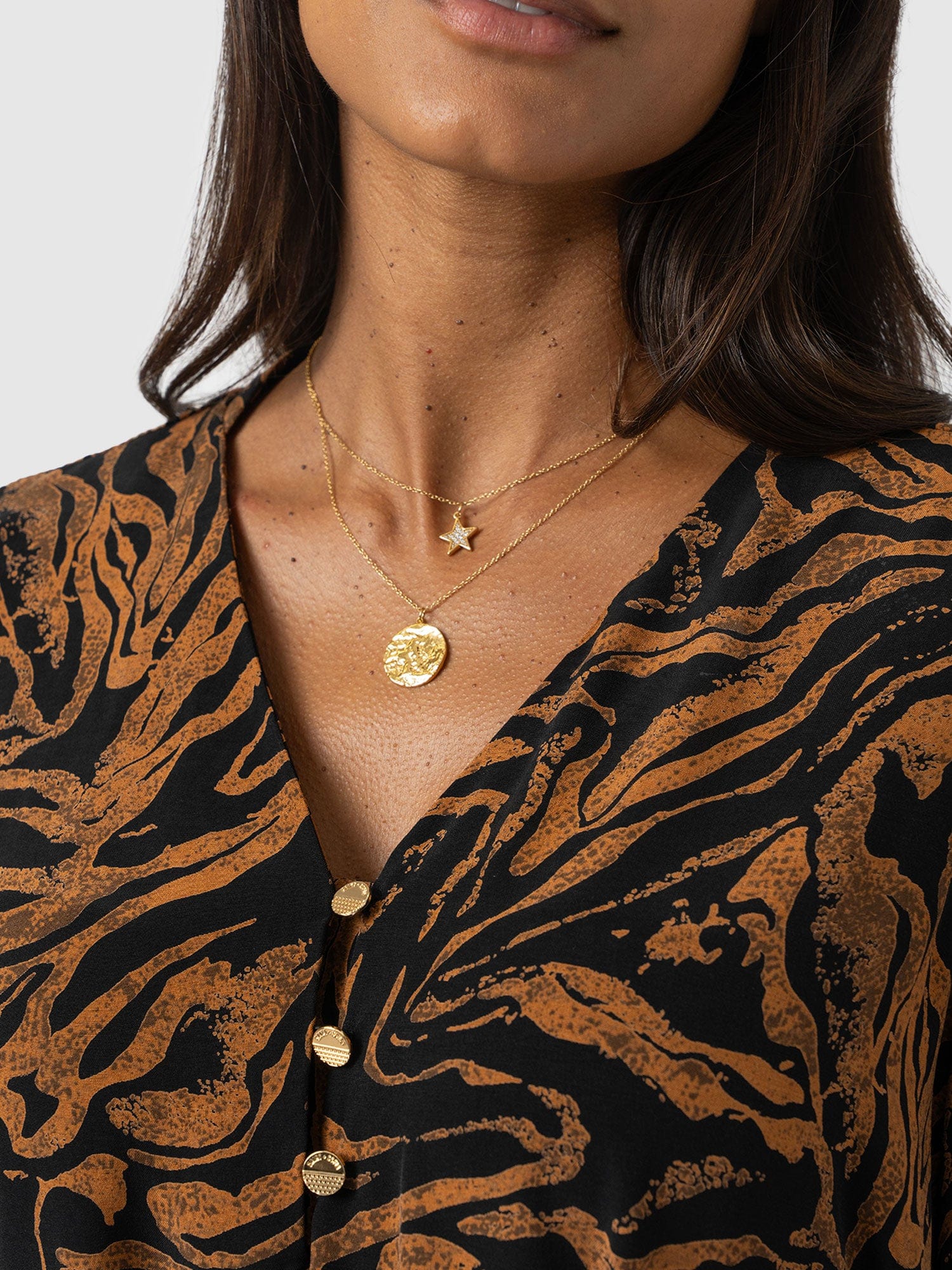 Joselyn V Neck Blouse - Brown Zebra