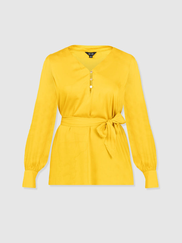 Joselyn V Neck Blouse - Golden Yellow
