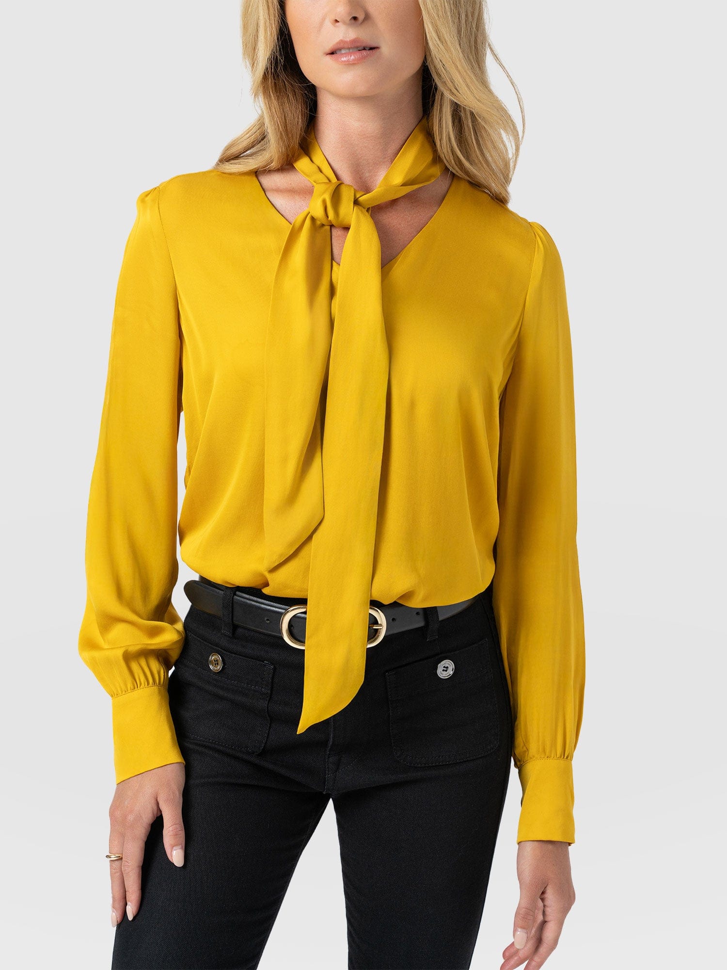 Joselyn V Neck Blouse - Golden Yellow